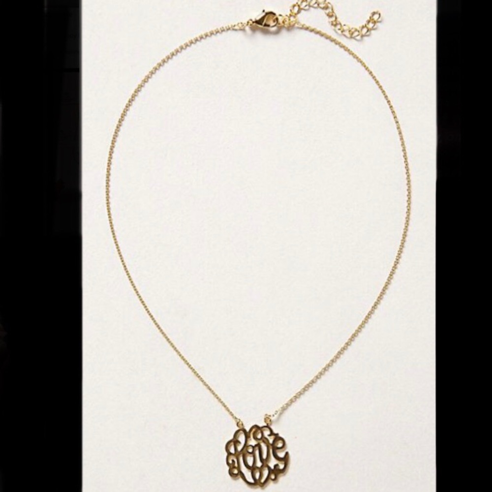 Anthropologie script love necklace gold